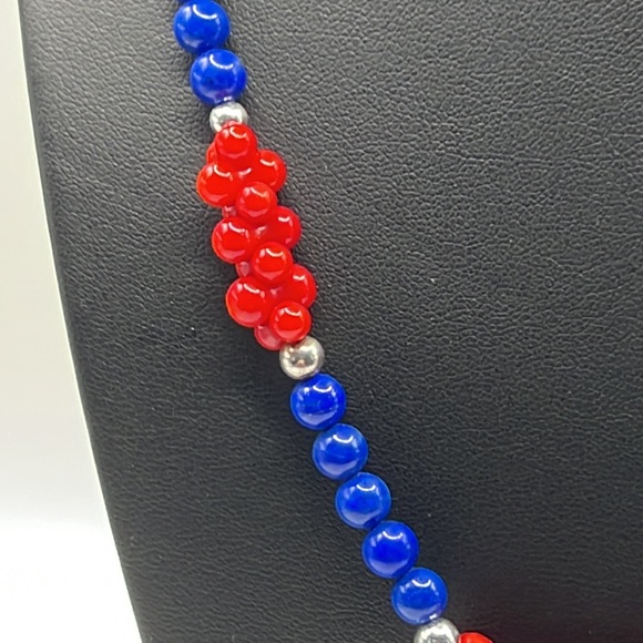 ARTISAN RED CORAL, LAPIS, PEARL, AND STERLING SILVER 20” NECKLACE - Picture 3 of 9
